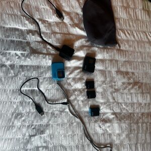 Blue Action Camera with Accessories